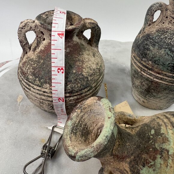 Vtg Set Of 3 Forja Y Arte Rustic Terracotta Amphora Vases Handles Made In Mexico - Picture 5 of 8